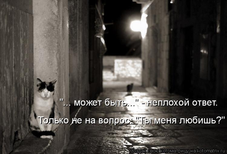 "... может быть..." - неплохой ответ. Только не на вопрос: "Ты меня любишь?"... Котоматрица: "... может быть..." - неплохой ответ. Только не на вопрос: "Ты меня любишь?"