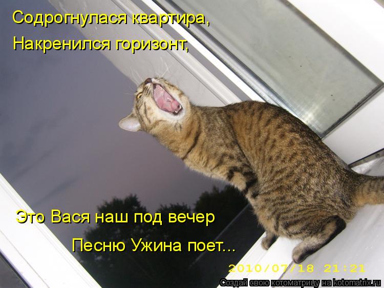 Содрогнулася квартира, Накренился горизонт, Это Вася наш под вечер Песню Ужина поет...... Котоматрица: Содрогнулася квартира, Накренился горизонт, Это Вася наш под вечер Песню Ужина поет...