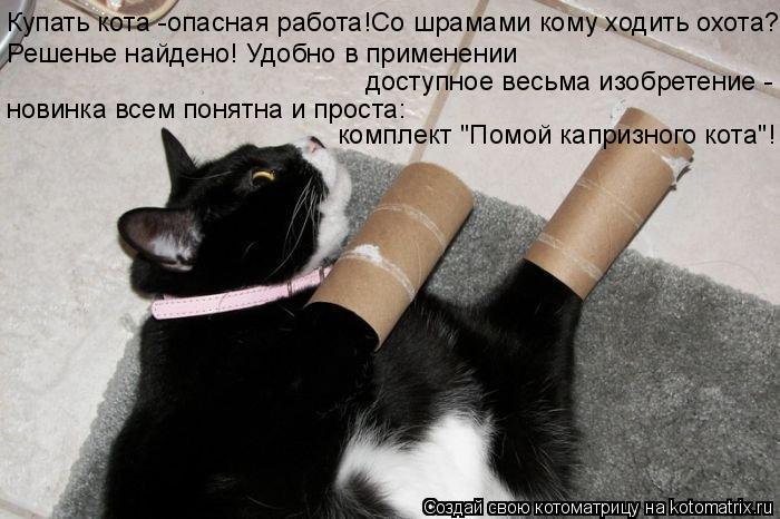 Купать кота -опасная работа!Со шрамами кому ходить охота? Решенье найдено! Удобно в применении доступ... Котоматрица: Купать кота -опасная работа!Со шрамами кому ходить охота? Решенье найдено! Удобно в применении доступное весьма изобретение - новинка всем