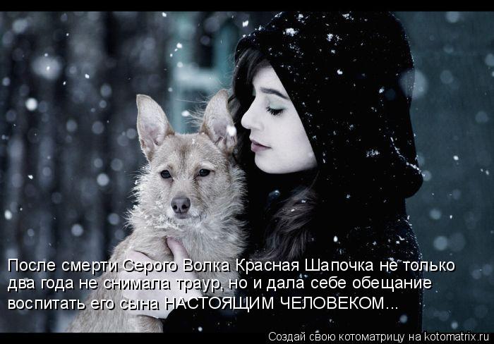 После смерти Серого Волка Красная Шапочка не только два года не снимала траур, но и дала себе обещани... Котоматрица: После смерти Серого Волка Красная Шапочка не только два года не снимала траур, но и дала себе обещание воспитать его сына НАСТОЯЩИМ ЧЕЛОВЕК