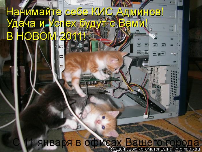 Котоматрица: С 11 января в офисах Вашего города! Нанимайте себе КИС Админов! Удача и Успех будут с Вами! В НОВОМ 2011!
