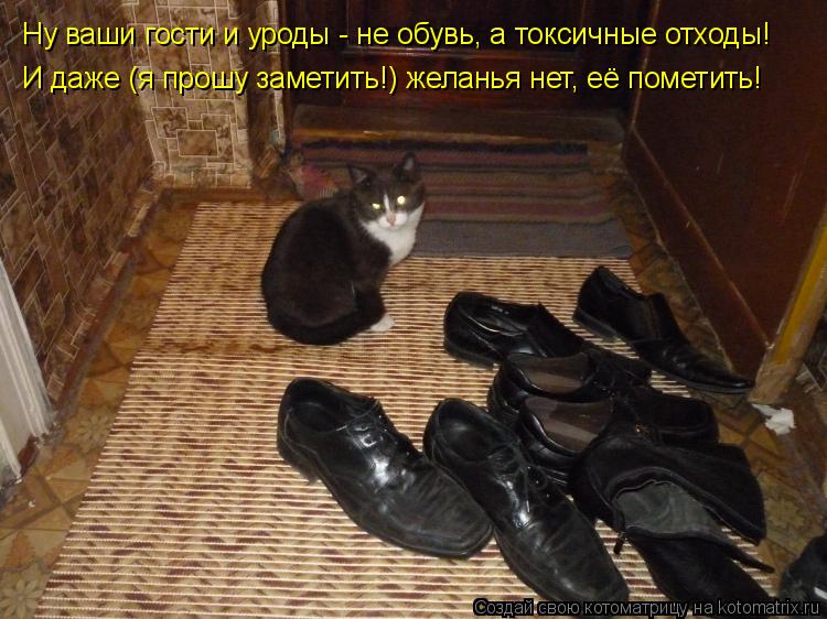 Ну ваши гости и уроды - не обувь, а токсичные отходы! И даже (я прошу заметить!) желанья нет, её поме... Котоматрица: Ну ваши гости и уроды - не обувь, а токсичные отходы! И даже (я прошу заметить!) желанья нет, её пометить!