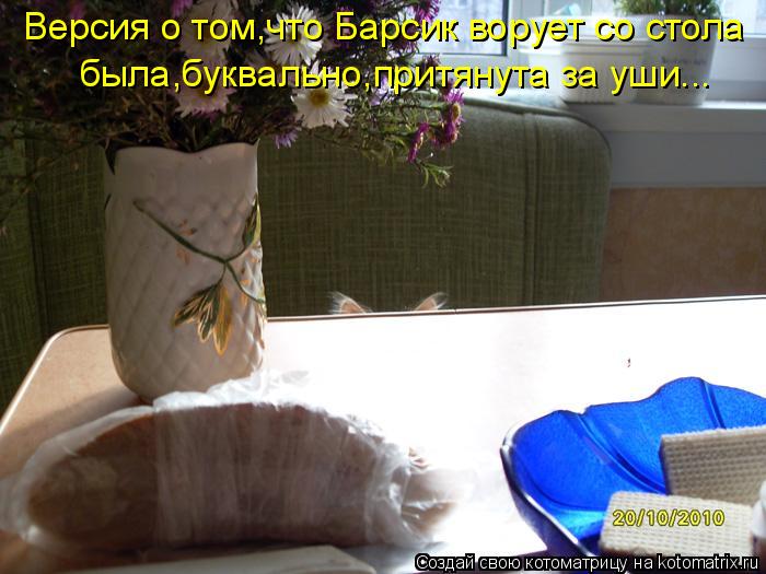 Версия о том,что Барсик ворует со стола была,буквально,притянута за уши...... Котоматрица: Версия о том,что Барсик ворует со стола была,буквально,притянута за уши...