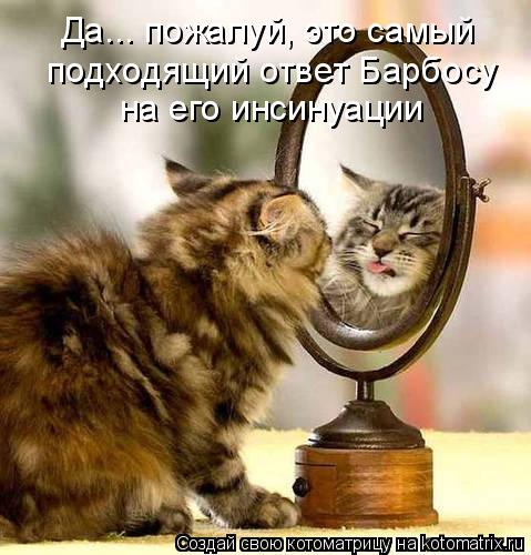 Да... пожалуй, это самый подходящий ответ Барбосу на его инсинуации... Котоматрица: Да... пожалуй, это самый подходящий ответ Барбосу на его инсинуации