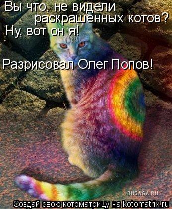 Вы что, не видели раскрашенных котов? Ну, вот он я! Разрисовал Олег Попов!... Котоматрица: Вы что, не видели раскрашенных котов? Ну, вот он я! Разрисовал Олег Попов!