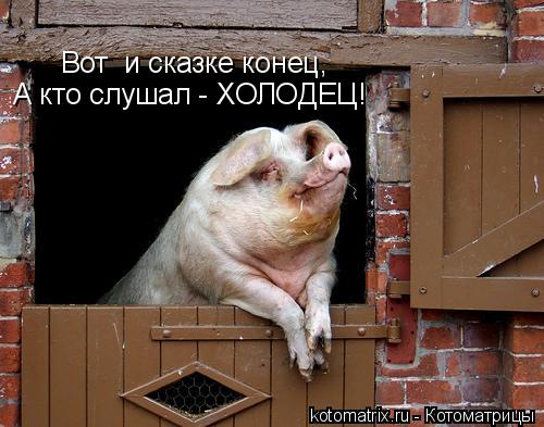 Вот и сказке конец, Вот и сказке конец, А кто слушал - ХОЛОДЕЦ!... Котоматрица: Вот и сказке конец, Вот и сказке конец, А кто слушал - ХОЛОДЕЦ!