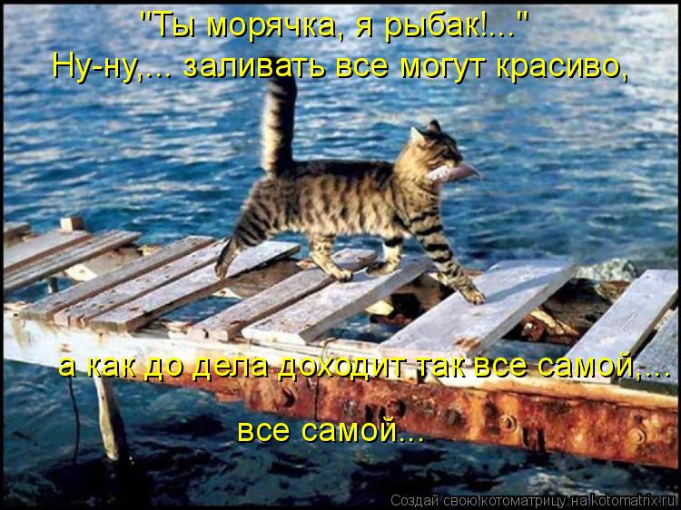 "Ты морячка, я рыбак!..." Ну-ну,... заливать все могут красиво, а как до дела доходит так все самой,... Котоматрица: "Ты морячка, я рыбак!..." Ну-ну,... заливать все могут красиво, а как до дела доходит так все самой,... все самой...