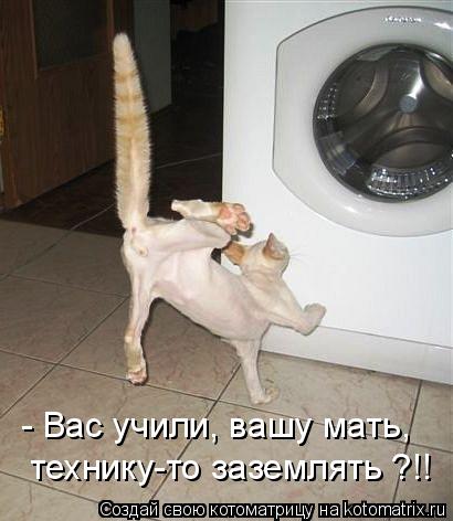 Котоматрица: технику-то заземлять ?!! - Вас учили, вашу мать,