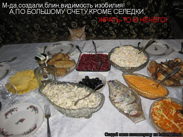 Котоматрица: М-да,создали,блин,видимость изобилия! А,ПО БОЛЬШОМУ СЧЕТУ,КРОМЕ СЕЛЕДКИ, ЖРАТЬ-ТО И НЕЧЕГО!
