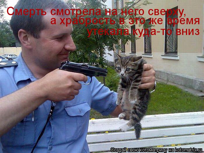 Смерть смотрела на него сверху, а храбрость в это же время утекала куда-то вниз... Котоматрица: Смерть смотрела на него сверху, а храбрость в это же время утекала куда-то вниз