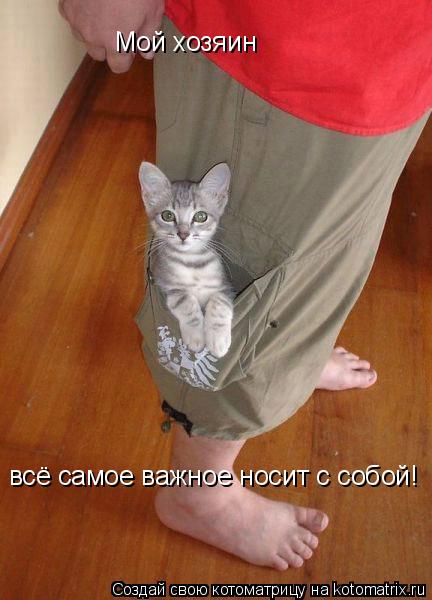 Котоматрица: Мой хозяин  всё самое важное носит с собой!