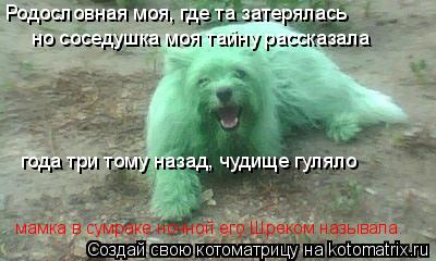 Родословная моя, где та затерялась но соседушка моя тайну рассказала года три тому назад, чудище гул... Котоматрица: Родословная моя, где та затерялась но соседушка моя тайну рассказала года три тому назад, чудище гуляло мамка в сумраке ночной его Шреком
