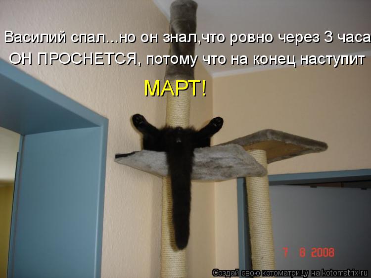 Василий спал...но он знал,что ровно через 3 часа ОН ПРОСНЕТСЯ, потому что на конец наступит МАРТ!... Котоматрица: Василий спал...но он знал,что ровно через 3 часа ОН ПРОСНЕТСЯ, потому что на конец наступит МАРТ!