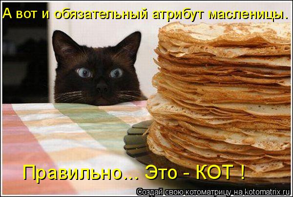 А вот и обязательный атрибут масленицы. Правильно... Это - КОТ !... Котоматрица: А вот и обязательный атрибут масленицы. Правильно... Это - КОТ !
