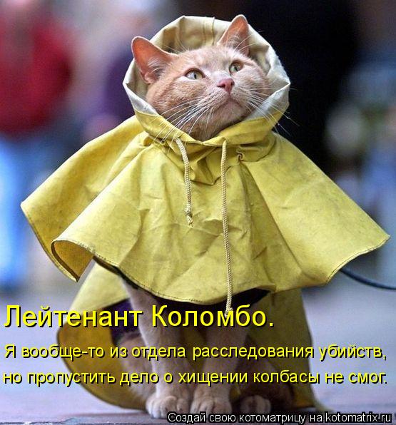 Котоматрица: Лейтенант Коломбо. Я вообще-то из отдела расследования убийств, но пропустить дело о хищении колбасы не смог.