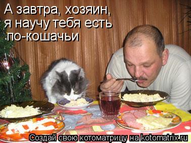А завтра, хозяин, я научу тебя есть по-кошачьи... Котоматрица: А завтра, хозяин, я научу тебя есть по-кошачьи