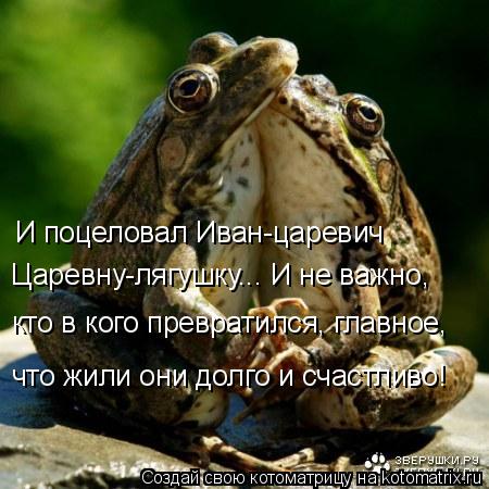 Котоматрица: И поцеловал Иван-царевич Царевну-лягушку... И не важно, кто в кого превратился, главное, что жили они долго и счастливо!