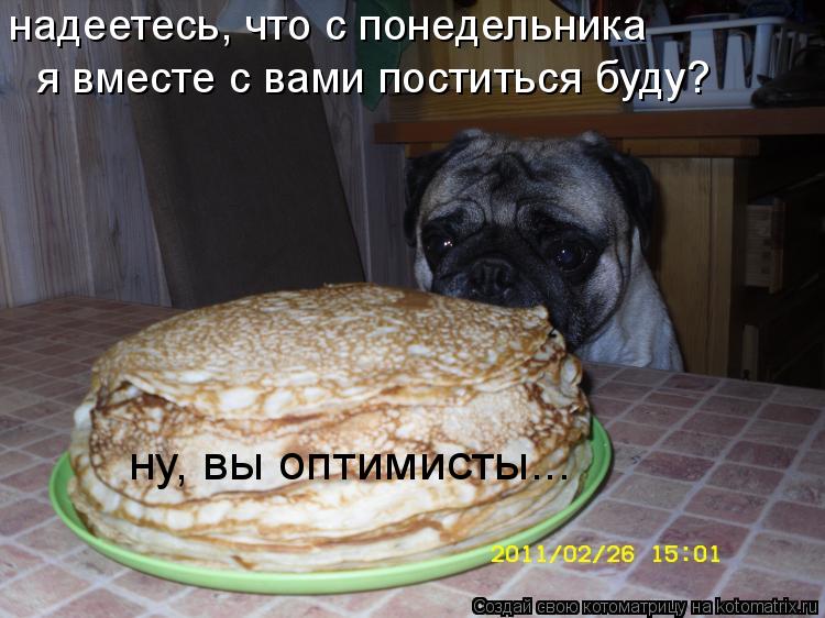 Котоматрица: надеетесь, что с понедельника  я вместе с вами поститься буду? ну, вы оптимисты...