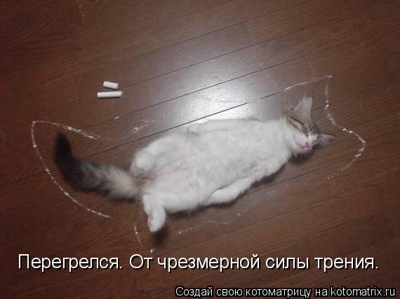 Перегрелся. От чрезмерной силы трения.... Котоматрица: Перегрелся. От чрезмерной силы трения.