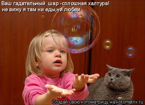 Котоматрица: Ваш гадательный  шар -сплошная халтура! не вижу я там ни еды,ни любви