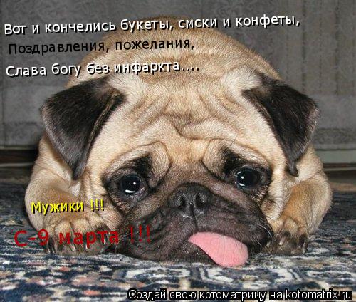 Вот и кончелись букеты, смски и конфеты, Поздравления, пожелания, Слава богу без инфаркта.... Мужики ... Котоматрица: Вот и кончелись букеты, смски и конфеты, Поздравления, пожелания, Слава богу без инфаркта.... Мужики !!! С-9 марта !!!