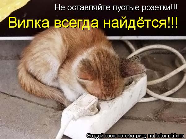 Не оставляйте пустые розетки!!! Вилка всегда найдётся!!!... Котоматрица: Не оставляйте пустые розетки!!! Вилка всегда найдётся!!!