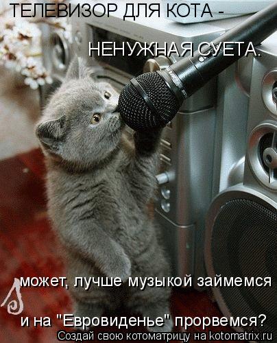 ТЕЛЕВИЗОР ДЛЯ КОТА - НЕНУЖНАЯ СУЕТА. может, лучше музыкой займемся и на "Евровиденье" прорвемся?... Котоматрица: ТЕЛЕВИЗОР ДЛЯ КОТА - НЕНУЖНАЯ СУЕТА. может, лучше музыкой займемся и на "Евровиденье" прорвемся?