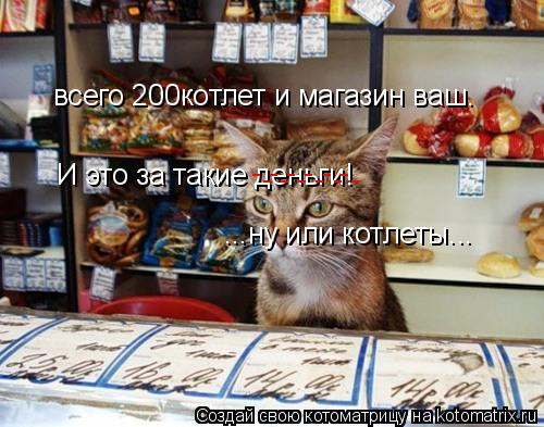 всего 200котлет и магазин ваш. И это за такие деньги! ...ну или котлеты... - - - - - - - - - - - -... Котоматрица: всего 200котлет и магазин ваш. И это за такие деньги! ...ну или котлеты... - - - - - - - - - - - -