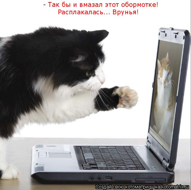 - Так бы и вмазал этот обормотке! Расплакалась... Врунья!... Котоматрица: - Так бы и вмазал этот обормотке! Расплакалась... Врунья!