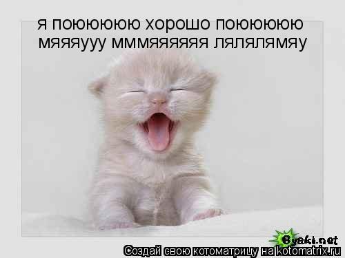 я поююююю хорошо поююююю мяяяууу мммяяяяяя лялялямяу... Котоматрица: я поююююю хорошо поююююю мяяяууу мммяяяяяя лялялямяу
