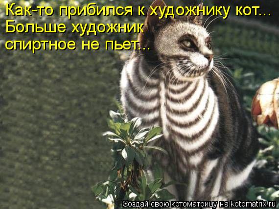 Как-то прибился к художнику кот... Больше художник спиртное не пьет...... Котоматрица: Как-то прибился к художнику кот... Больше художник спиртное не пьет...