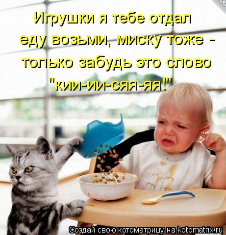 Игрушки я тебе отдал еду возьми, миску тоже - только забудь это слово "кии-ии-сяя-яя!"... Котоматрица: Игрушки я тебе отдал еду возьми, миску тоже - только забудь это слово "кии-ии-сяя-яя!"
