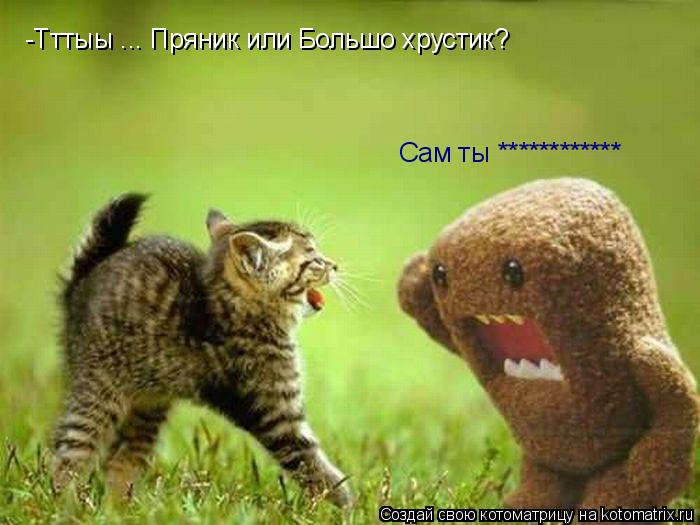 -Тттыы ... Пряник или Большо хрустик? Сам ты ************... Котоматрица: -Тттыы ... Пряник или Большо хрустик? Сам ты ************