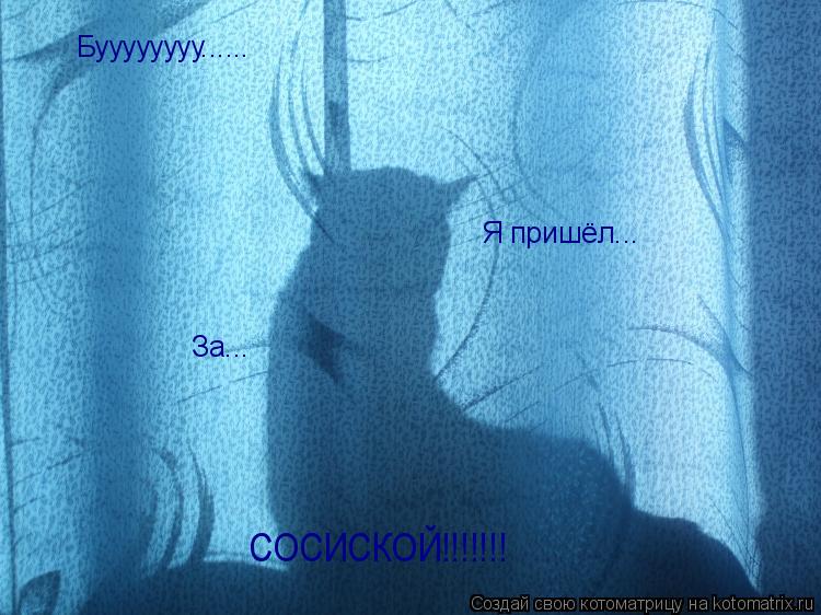 Буууууууу...... Я пришёл... За... СОСИСКОЙ!!!!!!!... Котоматрица: Буууууууу...... Я пришёл... За... СОСИСКОЙ!!!!!!!
