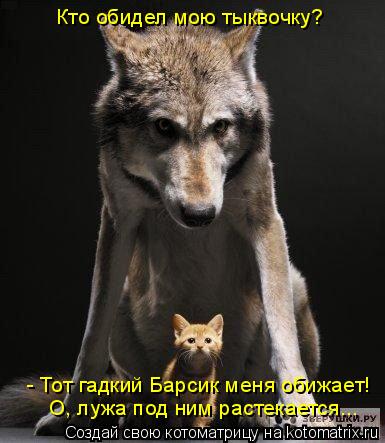 - Тот гадкий Барсик меня обижает! Кто обидел мою тыквочку? О, лужа под ним растекается...... Котоматрица: - Тот гадкий Барсик меня обижает! Кто обидел мою тыквочку? О, лужа под ним растекается...