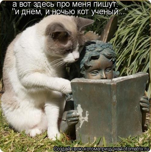 а вот здесь про меня пишут: "и днем, и ночью кот ученый..."... Котоматрица: а вот здесь про меня пишут: "и днем, и ночью кот ученый..."