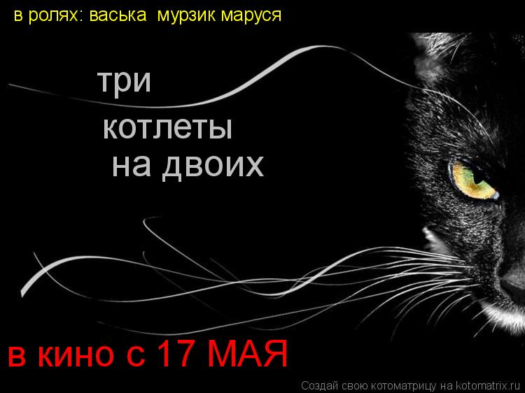 три котлеты в ролях: васька мурзик маруся на двоих в кино с 17 МАЯ... Котоматрица: три котлеты в ролях: васька мурзик маруся на двоих в кино с 17 МАЯ