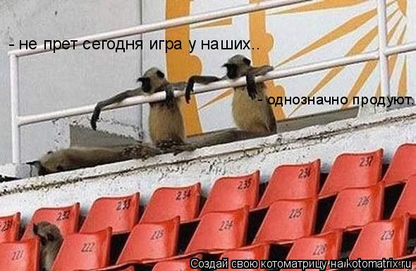 - не прет сегодня игра у наших.. - однозначно продуют..... Котоматрица: - не прет сегодня игра у наших.. - однозначно продуют..