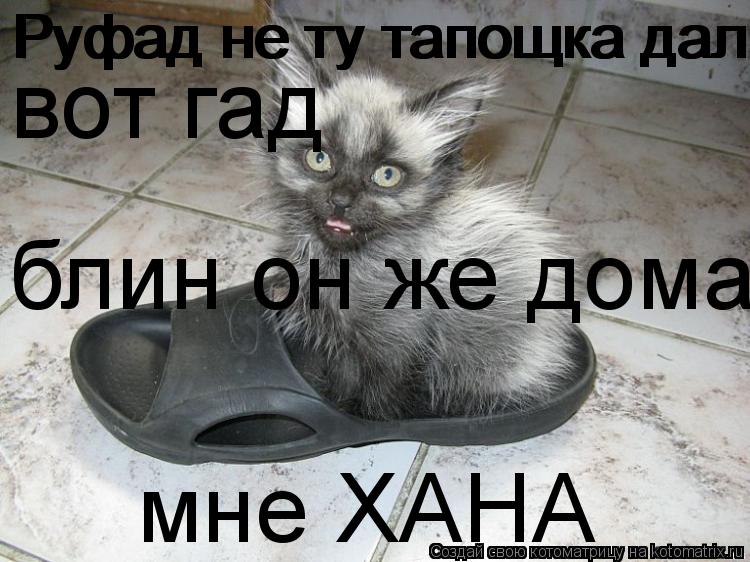 блин он же дома мне ХАНА Руфад не ту тапощка дал Руфад не ту тапощка дал вот гад... Котоматрица: блин он же дома мне ХАНА Руфад не ту тапощка дал Руфад не ту тапощка дал вот гад