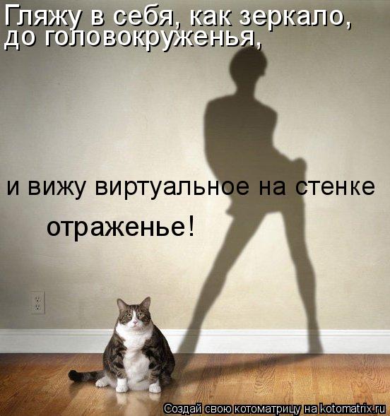 Гляжу в себя, как зеркало, до головокруженья, отраженье! и вижу виртуальное на стенке... Котоматрица: Гляжу в себя, как зеркало, до головокруженья, отраженье! и вижу виртуальное на стенке