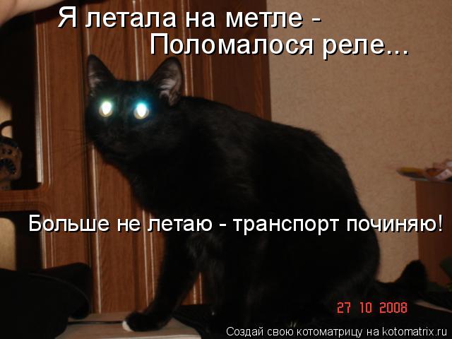 Я летала на метле - Поломалося реле... Больше не летаю - транспорт починяю!... Котоматрица: Я летала на метле - Поломалося реле... Больше не летаю - транспорт починяю!