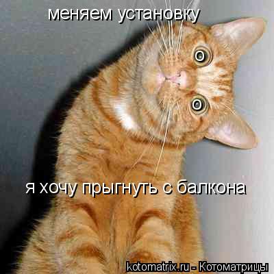 я хочу прыгнуть с балкона меняем установку о о... Котоматрица: я хочу прыгнуть с балкона меняем установку о о