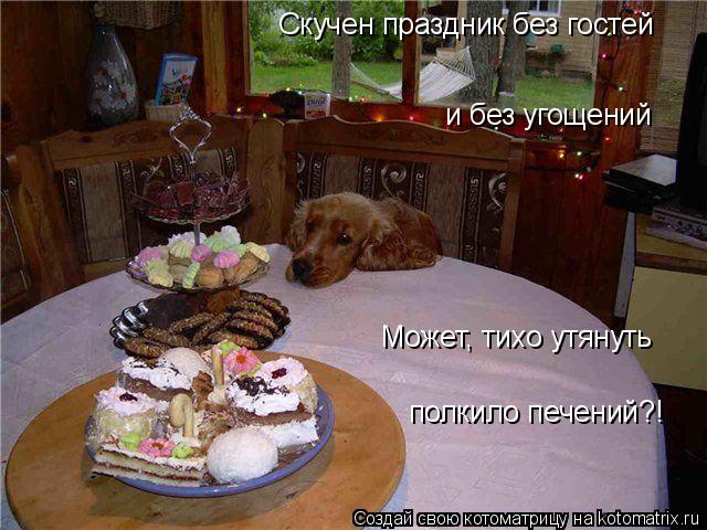 Скучен праздник без гостей и без угощений Может, тихо утянуть полкило печений?!... Котоматрица: Скучен праздник без гостей и без угощений Может, тихо утянуть полкило печений?!