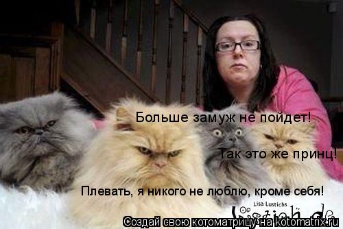 Больше замуж не пойдет! Так это же принц! Плевать, я никого не люблю, кроме себя!... Котоматрица: Больше замуж не пойдет! Так это же принц! Плевать, я никого не люблю, кроме себя!