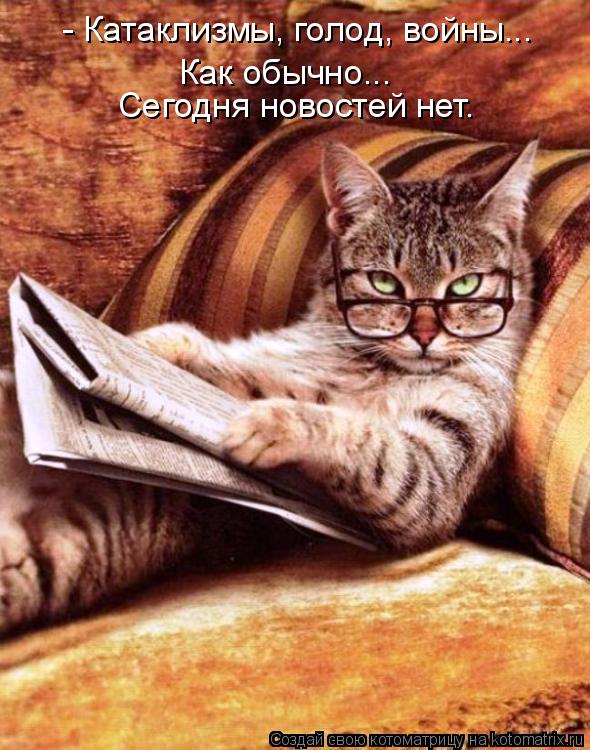 - Катаклизмы, голод, войны... Сегодня новостей нет. Как обычно...... Котоматрица: - Катаклизмы, голод, войны... Сегодня новостей нет. Как обычно...