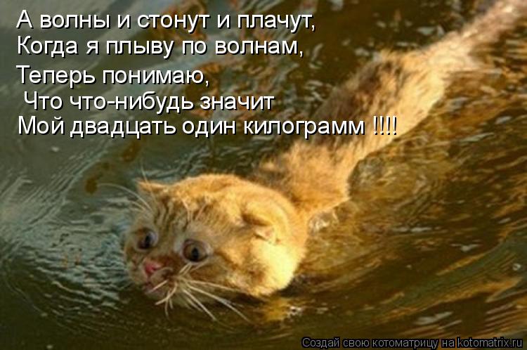 А волны и стонут и плачут, Когда я плыву по волнам, Теперь понимаю, Мой двадцать один килограмм !!!! ... Котоматрица: А волны и стонут и плачут, Когда я плыву по волнам, Теперь понимаю, Мой двадцать один килограмм !!!! Что что-нибудь значит