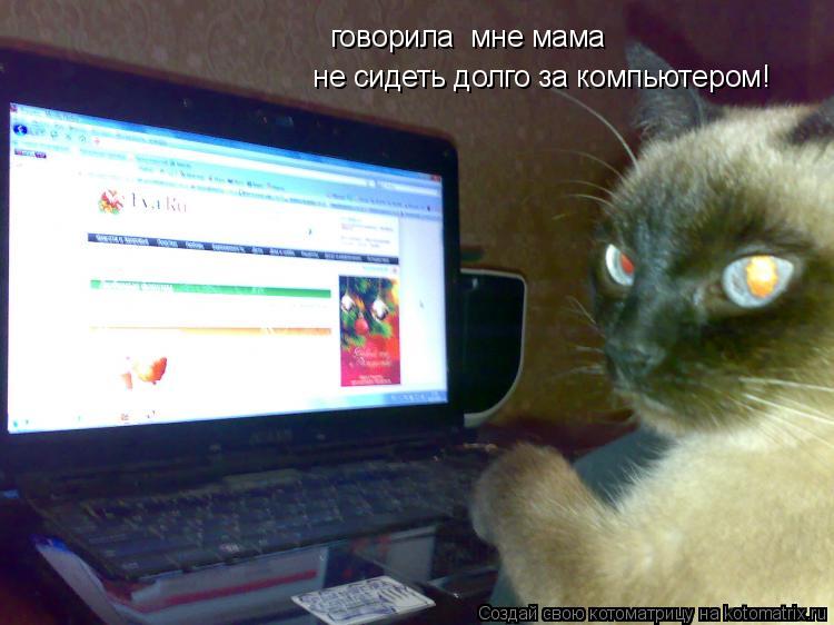 говорила мне мама не сидеть долго за компьютером!... Котоматрица: говорила мне мама не сидеть долго за компьютером!