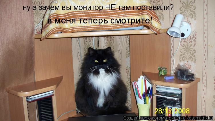 в меня теперь смотрите! ну а зачем вы монитор НЕ там поставили?... Котоматрица: в меня теперь смотрите! ну а зачем вы монитор НЕ там поставили?