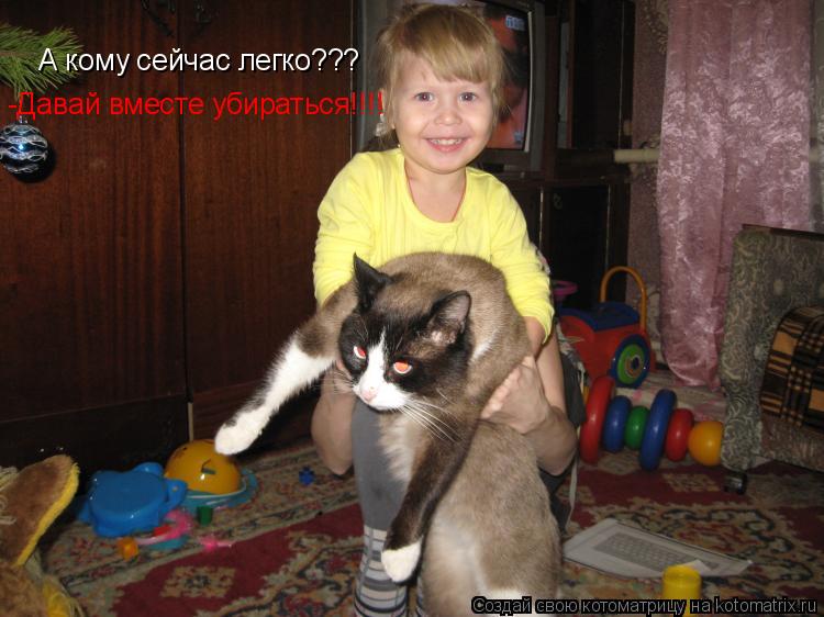А кому сейчас легко??? -Давай вместе убираться!!!!... Котоматрица: А кому сейчас легко??? -Давай вместе убираться!!!!