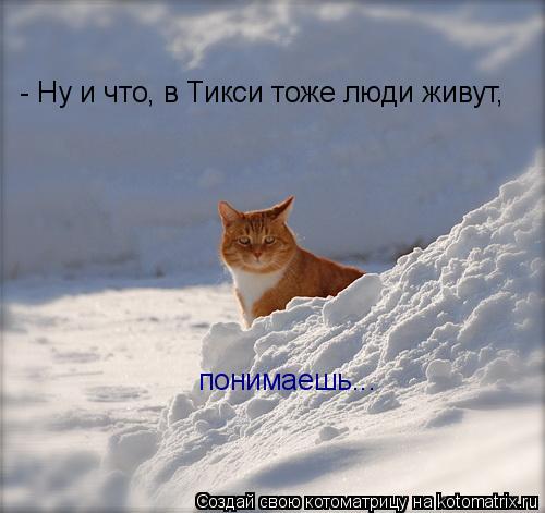 - Ну и что, в Тикси тоже люди живут, понимаешь...... Котоматрица: - Ну и что, в Тикси тоже люди живут, понимаешь...